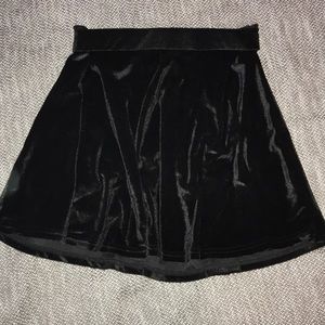 Black velvet mini skirt